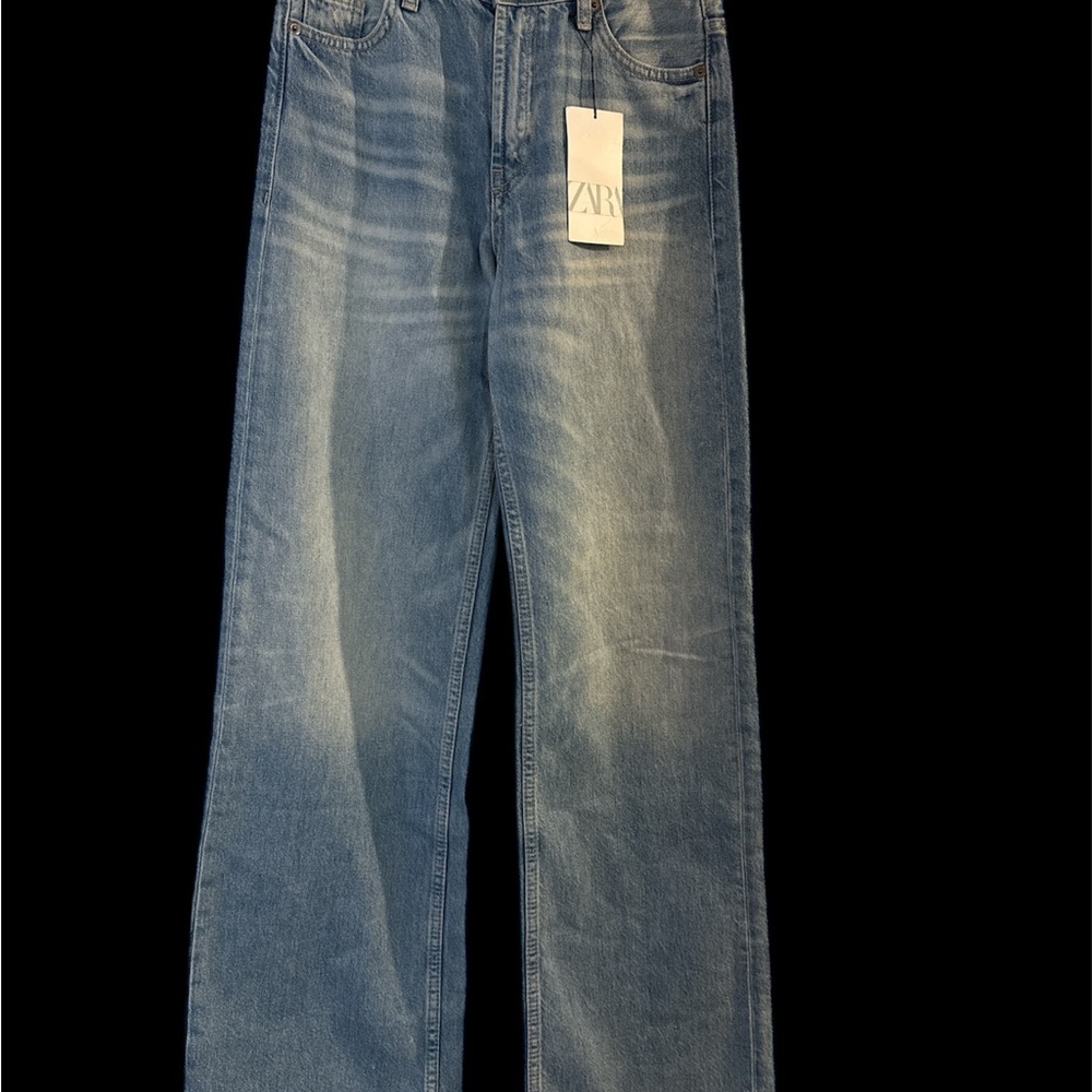 ZARA Baggy Midrise Wide-Leg Jeans – Size EU 32 / US 0 Light Wash
